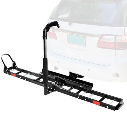 Anhänger-montierter Motorradträger mit verstellbarer Höhe und Laderampe, robuste 227 kg Tragfähigkeit für sicheren Transport