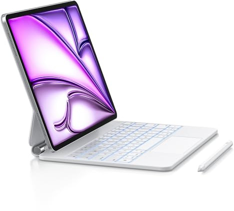 Custodia per tastiera con pennino capacitivo per iPad Air 11 (M3 2025, M2 2024), iPad Pro 11 in (1a/2a/3a/4a generazione) Custodia magnetica stile magico, trackpad multi-touch da 11 iPad Air 4a/5a
