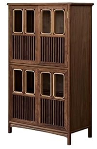 AERTSDFGT Modernes Buffet-Schrank 80x38x126cm Chinesischer Nussbaum-Eingangs-Aufbewahrungstisch, Massivholz-Wohnzimmer-Sofa-Seitenschrank, Teestube-Antikes Regal Vitrinenschränke