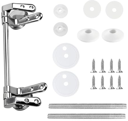 Toilet Seat Bar Hinge Zinc Alloy Toilet Lid Hinge Replacement Top Fixing for Most Seats (Repair Parts Included)