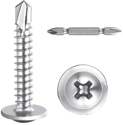 SHUNCHG 50 Stuck M4.8x50mm Blechschrauben Selbstschneidend Bohrschrauben | Selbstschneidende Metallschrauben 410 Edelstahl,Selbstbohrende Schrauben,mit Schraubendreher Bit für Blech,Holz,DIY