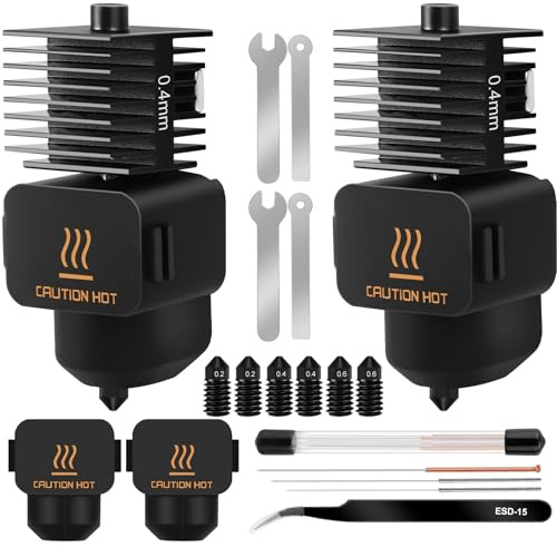 2PCS 0.4mm A1/A1 Mini Hotend Set, mit 0.2/0.4/0.6 mm gehärtete Stahldüse, Extruder-Druckkopf Hot End mit Silikon Sock und Reinigungswerkzeuge, Hotend-Kit für Bambu Lab A1/A1 mini 3D printer