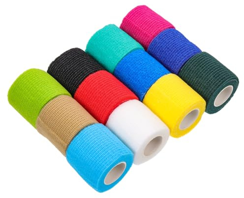 VICASKY 12rollen Klebeband für Pferde Verbandklebeband Wundklebeband Vet Wrap Tape Klebebandrolle Klebebänder für Tiere Fixierklebeband Verbandmaterial für Pferde und Zufällige Farbe