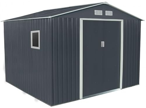 X-METAL Abri de Jardin Métal Anthracite 7,06m² | Hautes Parois 175cm et Fenêtre Latérale | Kit Ancrage Inclus | Résistant Corrosion avec Visserie INOX | Ventilation Optimisée