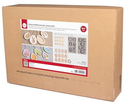 Silikon Gießformen Set Hase und Ei, inkl. Holz Streuteile