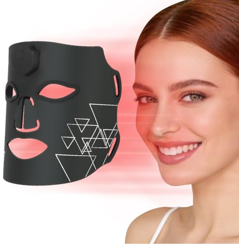 Vicloon LED Maske Gesicht, 7 Farben Led Lichttherapie Gesichtsmaske, NIR, rote und blaue, Aufladbar Flexible Rotlicht Maske Gesichts für den Heimgebrauch, für Hautpflege, Anti-Aging, glatte Haut