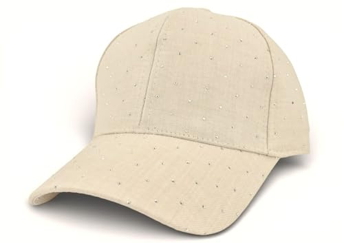styleBREAKER Damen Baseball Cap Strass Glitzer Steine | 6-Panel Kappe aus Polyester, 7 cm gebogener Schirm, integriertes Schweißband, stufenlos per Schnalle anpassbar (55-59 cm).