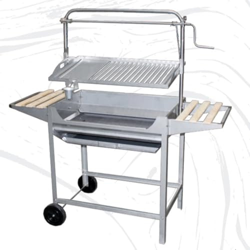 OREWORK Barbacoa de Acero Inoxidable con Parrilla Elevadora, Ruedas y Uso en Exteriores, 140x50x124 cm