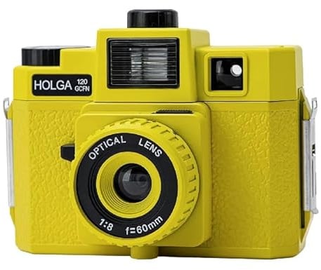 Holga 120GCFN Yellow Lomo Cámara de película de formato medio con lente de vidrio y flash