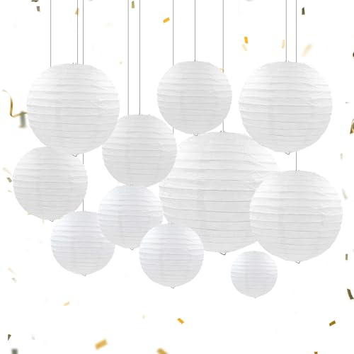 30 Stück Weiße Papierlampions in 5 Größen Deko für Hochzeit & Party | 30 Weiße Papierlampions in 5 Größen (10–30 cm) für Hochzeit, Geburtstag, Gartenparty und DIY-Dekorationen
