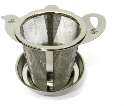 Teesieb Teekanne mit Schriftzeichen und Untersetzer/Deckel aus Edelstahl