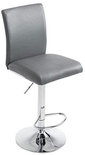 CLP Barhocker Köln Kunstleder I Barstuhl Mit Lehne Und Fußstütze I Höhenverstellbar I Metallgestell In Chrom-Optik I In Vielen Farben, Farbe:grau