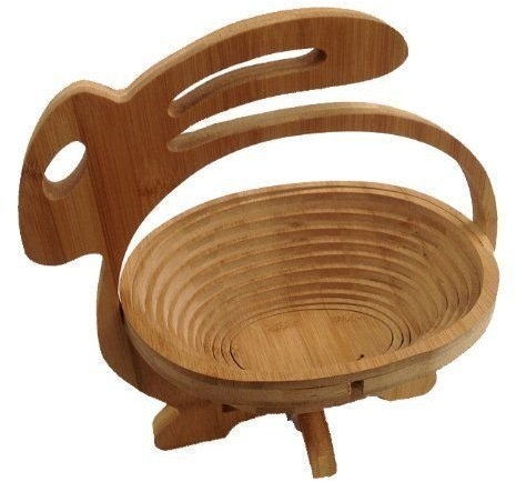 GMMH Cesta Plegable de bambú para Frutas, Conejo Decorativo, frutero, Conejo de Madera, Plegable