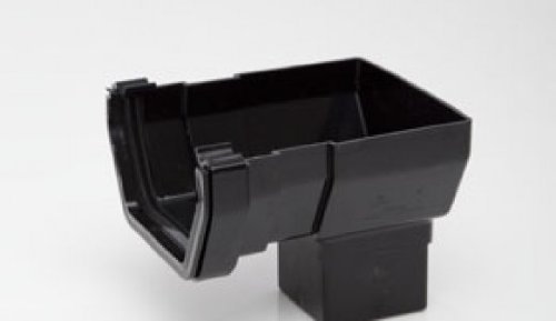 POLYPIPE RS206 kurzer Schwarz Blendenstufe-End Ausgang für system quadratisch 112 x 65 mm Regenrinnen