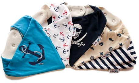Lovjoy Bandana Dribble Bibs - Super Absorbent & Soft for Teething Babies - Adjustable Snaps - Fits Newborn to 3 years - 5 Pack (Little Sailor)