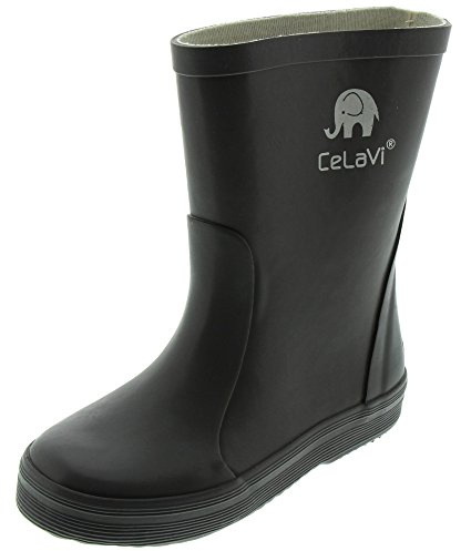 Celavi Kinder Unisex Wasserdichte Gummistiefel, 100% Naturkautschuk Regenstiefel, Größe: 32, Farbe: Grau, 1147