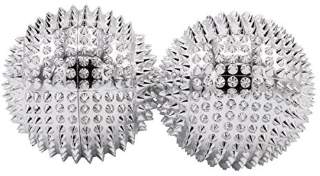 CHI-ENTERPRISE - zwei magnetische Massagebälle - mittel | Faszienbälle zur selbsttherapeutischen Akupressur Behandlung | Inhalt: 2 Igelbälle in silber, je 47 mm Durchmesser & 228 Akupressurnadeln