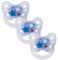 dentistar Latex Schnuller 3er-Set - Größe 2, 6-14 Monate - Zahnfreundlicher Naturkautschuk Nuckel mit Dentalstufe – BPA-frei - Made in Germany - Sterne, Blau