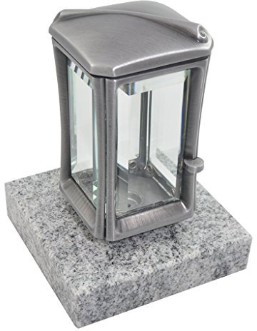 Kunst-Art-Köhl Grablaterne 9468/19 aus Aluminium montiert auf einem Sockel aus Granit (Viscont White)