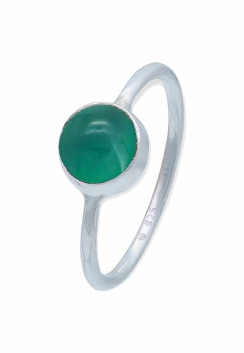 mantraroma Ring Silber 925 Damen grünen Onyx Edelstein grün schlicht modern