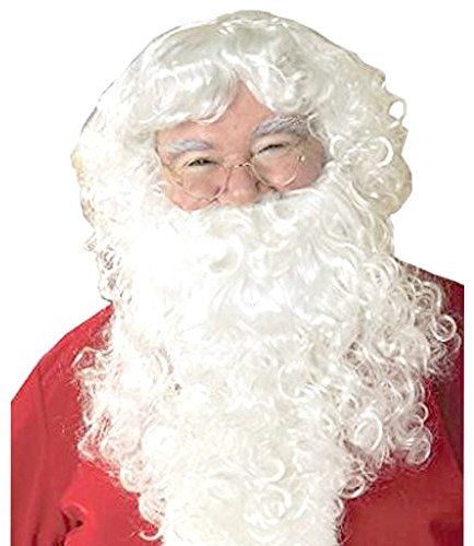 TopWigy Weihnachtsmann Bart und Perücke Weiß Nikolaus Kostüm Weihnachten Santa Claus Nikolaus Ruprecht Gott Hellblond Karneval Halloween