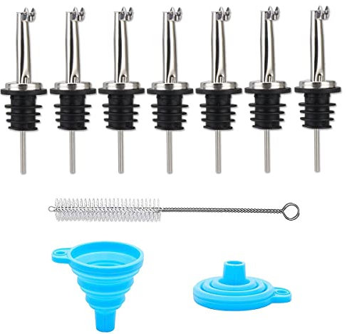 LEGERM Lot de 7 becs verseurs pour huile d'olive - Bouchons en caoutchouc pour liqueur, spiritueux, vin, alcool, sirop, bec verseur