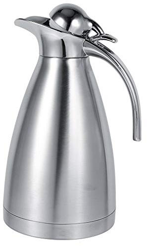 Botella termo Jarra Termo Térmica Acero inoxidable Doble pared Vacío Aislado Tetera Botella de agua caliente Jarra térmica para café Jugo Leche Té Bebidas (1.5L Silver)