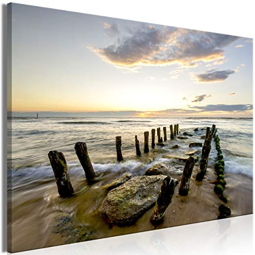 decomonkey Mega XXXL Bilder Meer Strand, 160x80 cm, 1 Teilig, Landschaft | Wandbild, Leinwand, Selbstmontage DIY, Einteiliger XXL Kunstdruck, zum Aufhängen, Natur, Sonnenuntergang, Sand