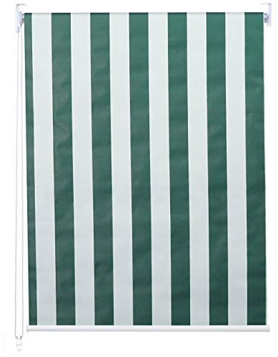 Rollo HWC-D52, Fensterrollo Seitenzugrollo Jalousie, 110x160cm Sonnenschutz Verdunkelung Blickdicht - grün/weiß