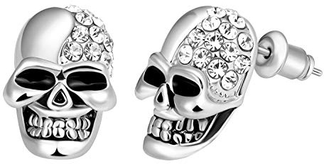 Feilok Edelstahl Herren Ohrstecker Creolen Tunnel Ohrringe Totenkopf Zirkonia für Damen Fake Plug Pierced Earrings Stainless Steel Stud Earrings Set