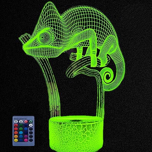 HPBN8 Ltd Optical Illusions 3D Chamäleon Nacht Licht LED Lampen Fernbedienung 7/16 Farbwechsel Tabelle Schreibtisch USB-Kabel für Kinder Schlafzimmer Geburtstagsgeschenke Geschenk