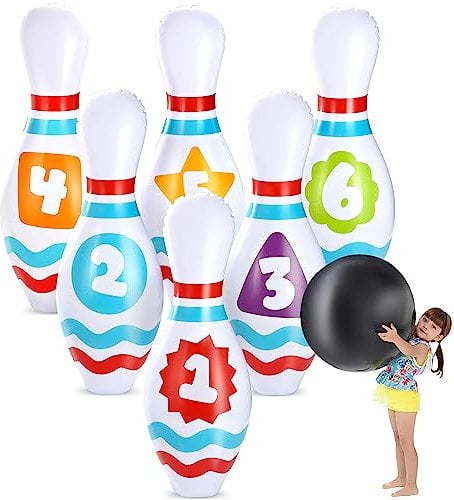 JOYIN Großes Aufblasbares Bowling Set Outdoor für Kinder und Erwachsene,Bowling Spiel Outdoor kegelspiel Spielzeug,im Innen- und Außenbereich Spielzeug ab 5 6 7 8 Jahre