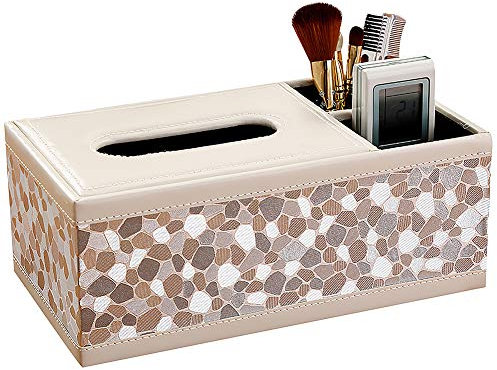 rismart Multifunzionale Organizados de Escritorio Oficina Mesa Holder Caja para Bolígrafos Mandos de Remotos,Plata Piedra