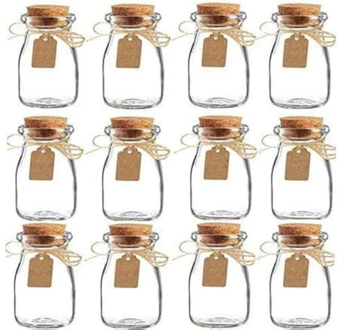 AmaJOY 15 pièces pot de faveur en verre Vintage avec couvercles en liège, bouteilles en verre de faveur de fête de mariage