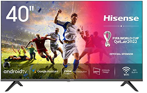 Hisense 40AE5600FA Smart TV Android, LED Full HD 40, diseño Slim, USB Media Player, sintonizador DVB-T2/S2 HEVC Main10, Bluetooth
