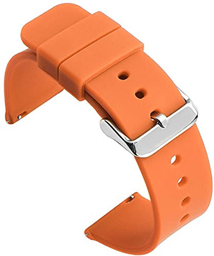 Shieranlee Silicone 14MM Silikon Uhrenarmband mit Edelstahl Silberne Schnalle, Schnellverschluss