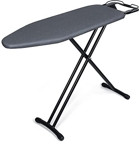Duwee Planche à Repasser avec Housse résistante à la Chaleur, Grande Planche à Repasser Pliante à Hauteur Réglable, Coussin en Feutre épais, Jambes Solides,Noir,32x93cm