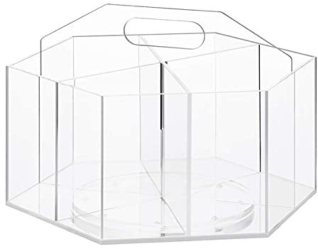 Pot à crayons rotatif à 360° en acrylique Boîte à crayons rotatifs transparentes, boîte à objets à 6 compartiments en plastique portable avec poignée pour fournitures artistiques Sunnyushine