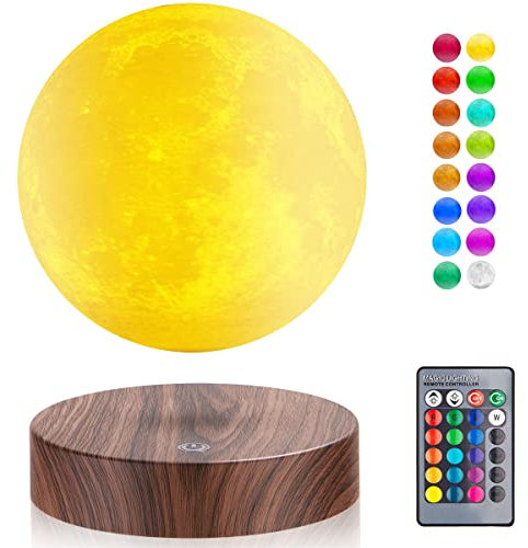 Schwebende Mondlampe - Magnetische Levitation Spinnerei 3D-Druck Mond Licht Fernbedienung 16 Farben wechselnde LED Floating Lunar Globe Lampe Coole Geschenke Home Office Dekorative Nachtlichter