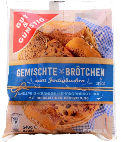 Gut & Günstig Gemischte Brötchen zum Fertigbacken, 12er Pack (12 x 540g) und die Marke ist Gut &