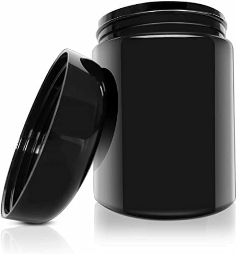 Small 250ml | Black Airtight UV Glass Storage Jar | Smell Resistant Jar | Stash Jar | Herbs | Spices | Coffee | Protein Powder | Storage Jars