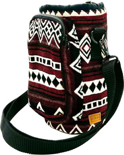 Water Bottle Holder with Strap & Pocket for Phone, Card, Cash or Keys | Bottle Sleeve Carrier for Walking, Backpacking | Hydro and Iron Flask Sling Bag | Camping Accessories (40, Vinicunca Red)