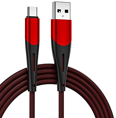 YSJJZRL Câble USB-C vers USB A 5A Charge Rapide, Cordon de Chargeur USB Type C Compatible avec Samsung Galaxy S20 S10 S9 S8 A73 A51 A13 (1M,Rouge)