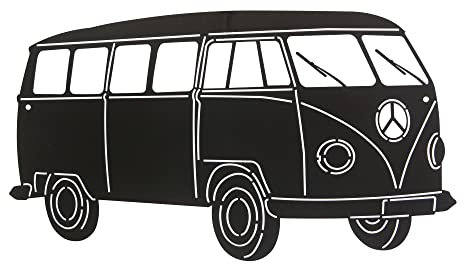 Bornhöft Retro Bus Metall Rost Garagendeko Gartendeko Wandtatoo Wanddekoration zum anschrauben 50cm Oldtimer Wandbild