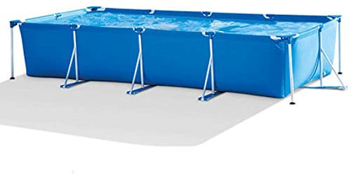 Rectangular Pipe Rack Pool, Family Swimming Pool with Easy to Assemble Metal Frame, Summer Water Party Backyard Pool