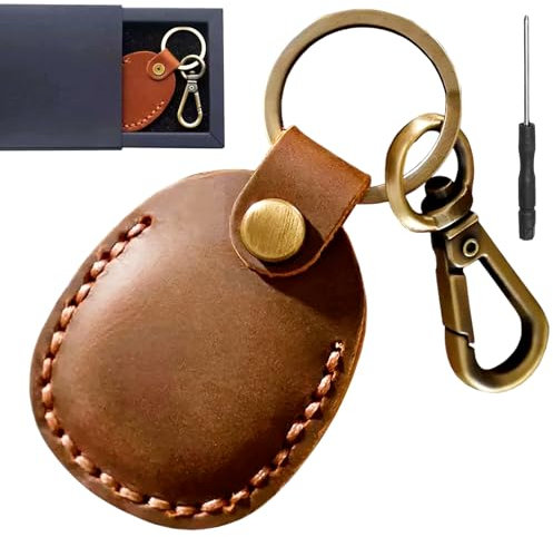 pour Porte Clef Airtag 1 Pack-Cuir Véritable avec Tournevis Croisé, Fait à La Main Convient pour Airtag Porte Clé -1 Pack, Résistant Aux Rayures
