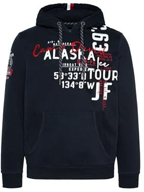 Camp David Herren Kapuzensweatshirt mit Logo Artworks Frozen Navy L