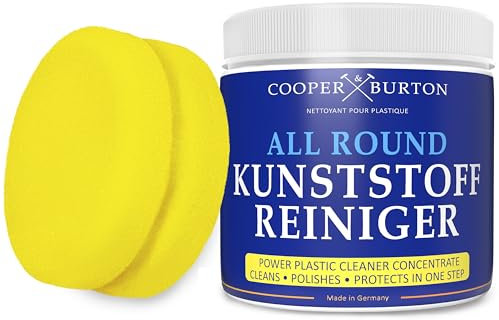 Nachhaltiges Kunststoff Intensiv Reiniger Konzentrat 0,5 kg | Reinigungsmittel für strahlende Sauberkeit | Entfernt mühelos Schmutz & Flecken von COOPER & BURTON - inkl. Handschwamm