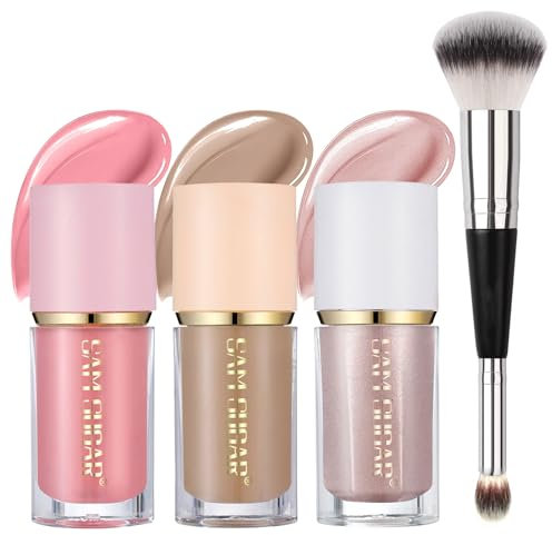 Contouring Stick, 3Pcs Contour Highlighter Blush Sticks mit Pinsel - Creme Contour Bronzer Stick für Wangen Augen Lippen, lang anhaltende wasserdichte glatte Make-up-Sticks für alle Hauttypen