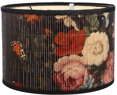 SEWACC Abat-Jour En Bambou E27 À Motif De Fleurs Abat-Jour Couvercle De Lampe Décoratif Pour Lampadaire Suspendu (Couleur D)